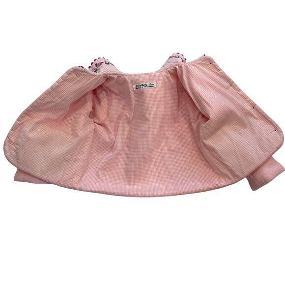 Girl's Handmade Pink Fleece Coat, Mouse, Bunny, Pockets, Ribbon Detail, 4-5T - Picture 5 of 11